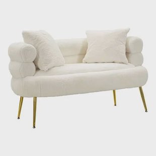 Mauro Ferretti Soffy Sofa 2 stoelen in metaal en witte stof Mauro Ferretti Soffy Sofa 2 stoelen in metaal en witte stof