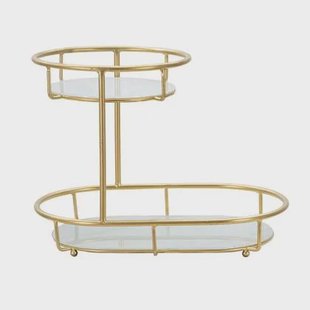 Mauro Ferretti 2 Levels Goudmetalen opbergruimte met 2 legborden