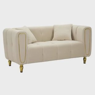 Mauro Ferretti Alma Sofa 2 plaatsen in metaal en fluwelen rème