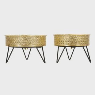 Mauro Ferretti Bossy Set van 2 pothouders in goud metaal