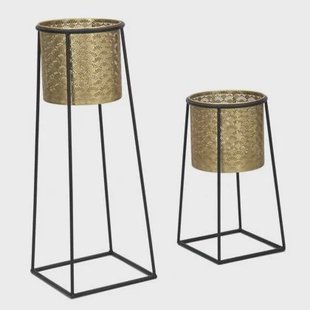 Mauro Ferretti Cup Set van 2 pothouders in goud en zwart metaal