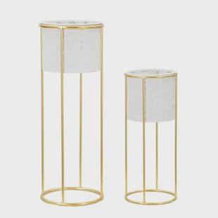 Mauro Ferretti Whity Set van 2 wit metalen vaashouders