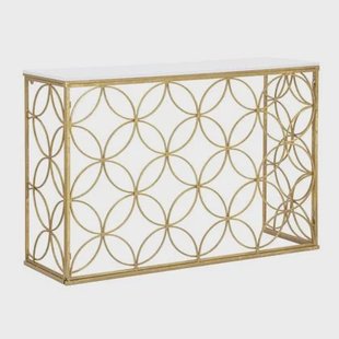 Mauro Ferretti Star Marble Console in goud metaal met wit blad