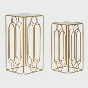 Mauro Ferretti Arty Set van 2 ronde tafels in goud metaal