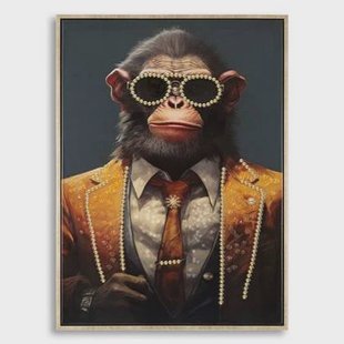 Mauro Ferretti Monky Geschilderd op gelakt canvas met frame Mauro Ferretti Monky Geschilderd op gelakt canvas met frame