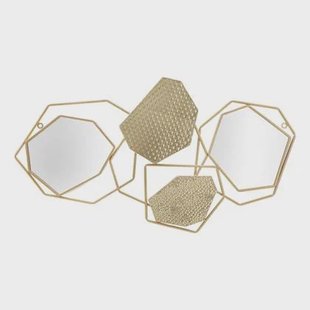 Mauro Ferretti Stone Geometrische wandspiegel in goud metaal Mauro Ferretti Stone Geometrische wandspiegel in goud metaal
