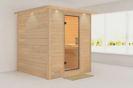 Karibu | Mojave Sauna | Helderglas-met Saunakachel 9 kW met Externe Bediening