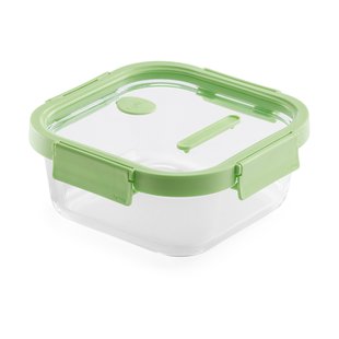 Lékué Lékué vierkante glazen lunchbox 1,1 L Groen