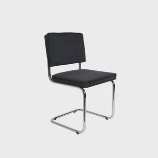 Zuiver Ridge Rib Stoel Zwart - Set van 2