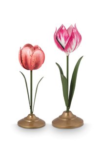 Pip Studio Set/2 Tulp Kandelaars Metaal Roze