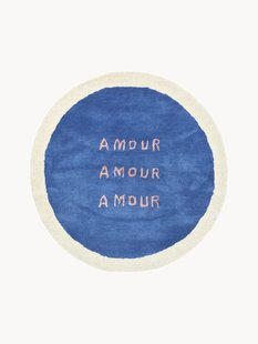 Rond hoogpolig vloerkleed Amour, handgetuft