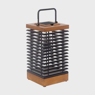 Les Jardins LED-lantaarn op zonne-energie Tekura, teak/grijs, 46,5 cm