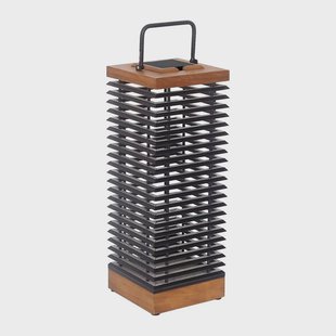 Les Jardins LED-lantaarn op zonne-energie Tekura, teak/grijs, 66 cm