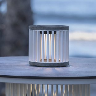 Les Jardins LED tafellamp op zonne-energie Halo, wit, aluminium