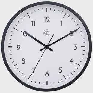 NeXtime - Wandklok 30cm-Stil-Zwart|Wit-Plastic-nXt Easy Big