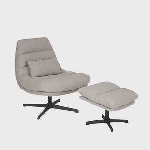 Bronx71 Draaifauteuil met hocker Cristo linnen taupe