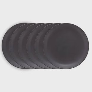 vtwonen - Dinerborden - Bordenset - Mat zwart - 25,5cm - Set van 6