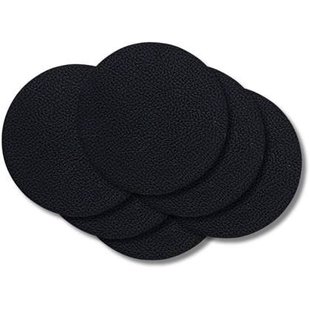 Cookinglife Onderzetters - Vegan leer - Zwart - ø 10 cm - 6 Stuks