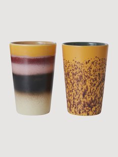 Handbeschilderde XL bekers 70&#039;s, 2-delig