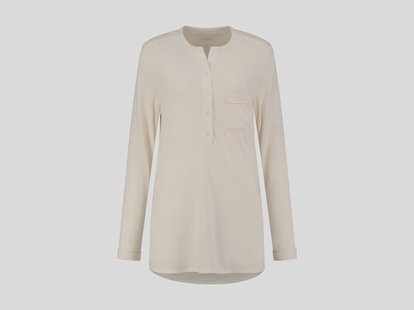 Yumeko Pyjamashirt dames jersey sunrise white XL 100% regeneratief biologisch katoen, jersey katoen (gebreid)