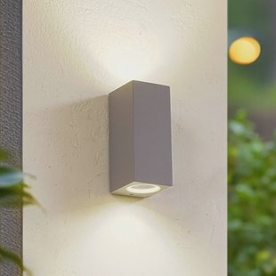 Lucande buitenwandlamp Xava, up/down, grijs, 2-lamps, GU10