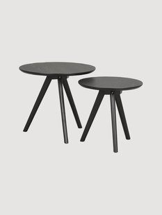 Ronde houten bijzettafels Yumi, 2-delig