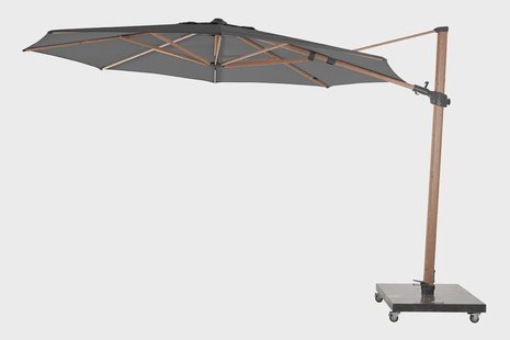 4 Seasons Outdoor | Parasol Siesta Premium Ø350 cm| Antraciet-Houtlook