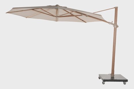 4 Seasons Outdoor | Parasol Siesta Premium Ø350 cm| Zand-Houtlook