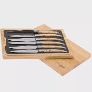Laguiole en Aubrac steakmessenset 6-delig berkenhout, 62C99BHIH
