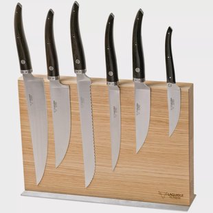 Laguiole en Aubrac Gourmet COL99CUIGOEBIB 6-delige messenset ebbenhout met messenblok