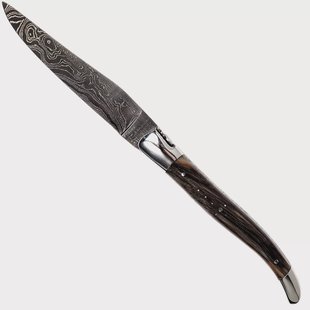 Laguiole en Aubrac 12 cm damast zakmes, full handle hoorn L0712PCI-FFI1