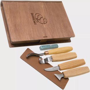 BeaverCraft Spoon Carving Set of 4 S19 Book, houtsnijset met houten opbergboek