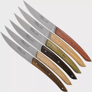 Claude Dozorme Le Thiers steakmesset 6-delig, verschillende houtsoorten