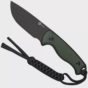 Civivi Timberbark C23094-3 Blackwashed 14C28N, Green Canvas Micarta, vaststaand mes