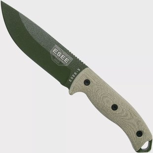 ESEE Model 5 OD Green Blade 3D Green Canvas Micarta survivalmes 5POD-017 kydex schede + clip plate