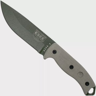 ESEE Model 5 OD blade, desert tan handle 5P-OD met kydex schede + riemclip