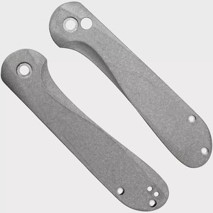 Flytanium Civivi Elementum Button Lock FLY-1257SW Stonewashed Titanium Scales