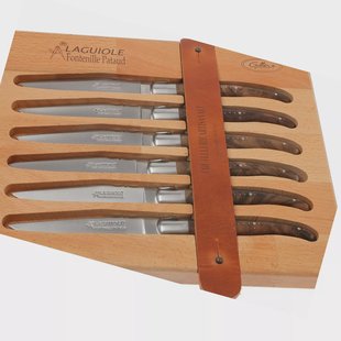Fontenille Pataud zesdelige steakmessenset walnoothout Fontenille Pataud zesdelige steakmessenset walnoothout