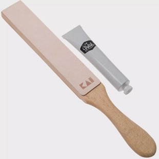Kai Polishing Strop Set, stropping paddle + polijstpasta