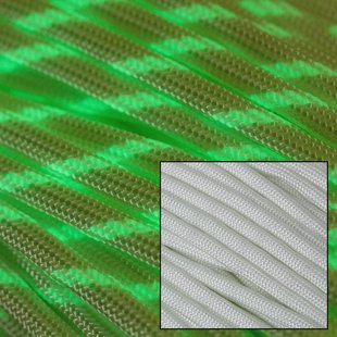 Knivesandtools 550 paracord type III, kleur: white w/ glow in the dark, 50 ft (15,24 m)