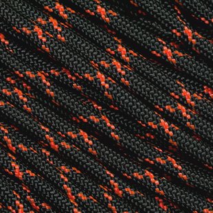 Knivesandtools 550 paracord type III, kleur: black & neon orange X - 50 ft (15,24 meter)