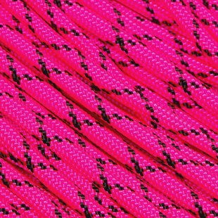Knivesandtools 550 paracord type III, kleur: neon pink with black X - 50 ft (15,24 meter)