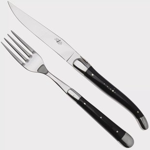 Forge de Laguiole Knife and Fork TF2MINBF Dark Horn, 2-delige bestekset, gepolijst