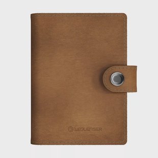 Ledlenser Lite Wallet portemonnee, oplaadbare zaklamp met kaarthouder, 150 lumen, Vintage Brown