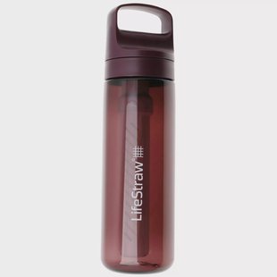 LifeStraw Go Merlot Me Away GO-650ML-MERL BPA-Free Plastic, waterfles met 2-stage filter, 650 ml