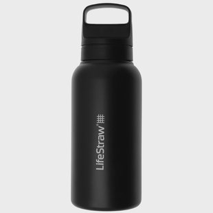 LifeStraw Go Nordic Noir GOST-1L-NOIR Stainless Steel, waterfles met 2-stage filter, 1L