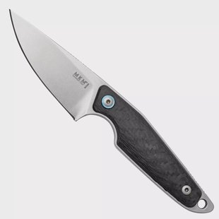 MKM Makro 1 Droppoint, Stonewashed Carbonfiber vaststaand mes, Jesper Voxnaes design