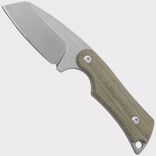 Mercury Kali N690 Stonewashed Sheepsfoot, Green Canvas Micarta, vaststaand mes