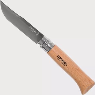 Opinel zakmes No. 8 Classic, RVS, met leren sheath, beukenhout
