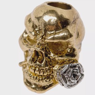 Schmuckatelli Rose Skull Bead 2-Tone Antique Gold/A.Rhodium